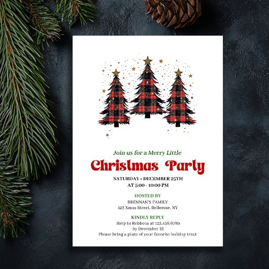 Invitation éditable d'arbre de Noël de Buffalo lud