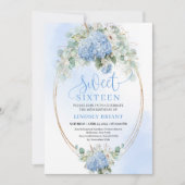 Invitation Editable Digital Blue Hydrangeas Sweet Sixteen  (Devant)