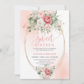 Invitation Editable Digital Blush Gold Sweet Sixteen Invite (Devant)