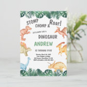 Invitation Editable Dinosaure Vert et Brown Anniversaire (Debout devant)