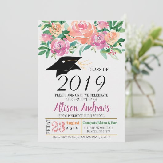 Invitation Editable d'obtention du diplôme - (Debout devant)