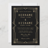 Invitation Editable Elegant Black Art Deco QR RSVP Wedding (Devant)