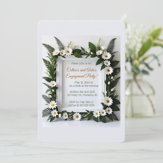 Invitation Editable Elegant Daisy Frame (Debout devant)