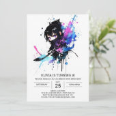 Invitation Editable Elegant Ninja Girl Birthday (Debout devant)