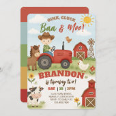 Invitation Editable Farm Animals Birthday  (Devant / Derrière)