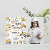 Invitation Editable Fermer la photo Construction de la route (Debout devant)