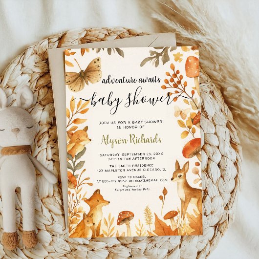 Invitation Editable Gender Neutral Fall Woodland Baby Shower