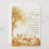 Invitation Editable Gender Neutral Fall Woodland Baby Shower (Devant)