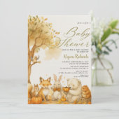 Invitation Editable Gender Neutral Fall Woodland Baby Shower (Debout devant)