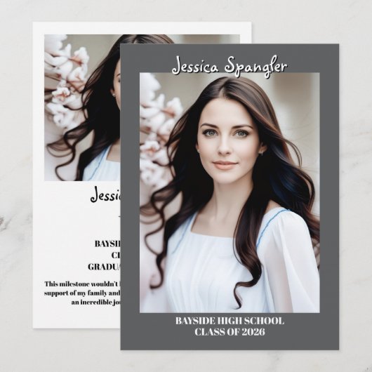 Invitation Editable Graduation Announcement - Double Sided (Devant / Derrière)