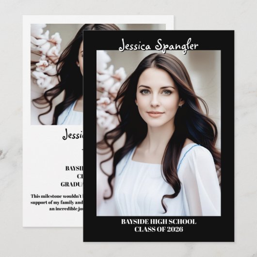 Invitation Editable Graduation Announcement - Double Sided (Devant / Derrière)