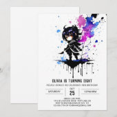 Invitation Editable guerrier Ninja Digital Girl Anniversaire (Devant / Derrière)