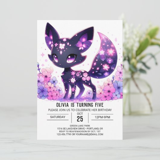 Invitation Editable Happy Fox Digital Anniversaire (Debout devant)