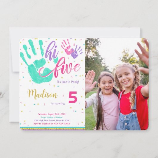 Invitation Editable High Five Birthday (Devant)