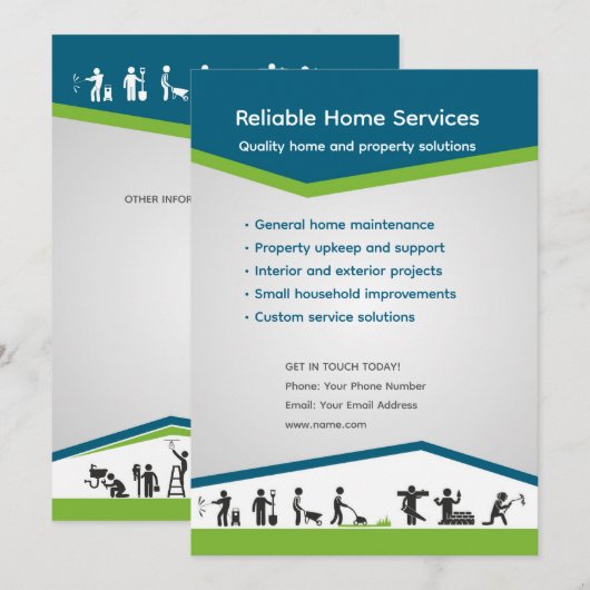 Invitation Editable Home Services Flyer Template (Devant / Derrière)