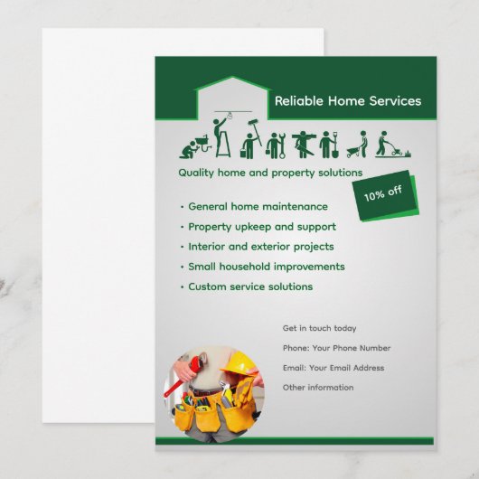 Invitation Editable Home Services Flyer Template (Devant / Derrière)