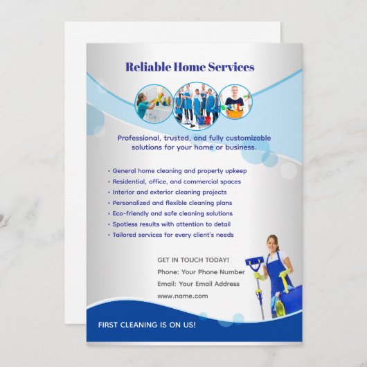 Invitation Editable Home Services Flyer Template (Devant / Derrière)