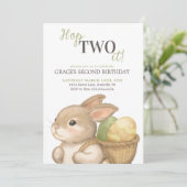 Invitation Editable Hop Two It Easter 2nd Birthday Bunny (Debout devant)