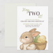 Invitation Editable Hop Two It Easter 2nd Birthday Bunny (Devant / Derrière)