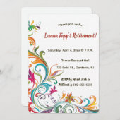 Invitation Editable Leaves and Swirls (Devant / Derrière)