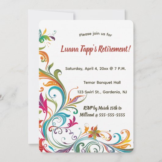 Invitation Editable Leaves and Swirls (Devant)