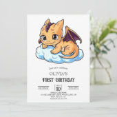 Invitation Editable Little Digital Dragon 1er anniversaire (Debout devant)