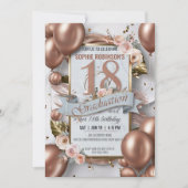 Invitation Editable Luxueux 18e anniversaire Combiner Diplômé (Devant)