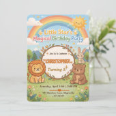 Invitation Editable Magical Forest Animals Birthday Invite (Debout devant)