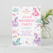 Invitation Editable Magical Unicorn Birthday Card (Debout devant)
