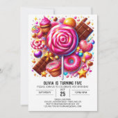 Invitation Editable Majestic Candyland Digital Anniversaire (Devant)