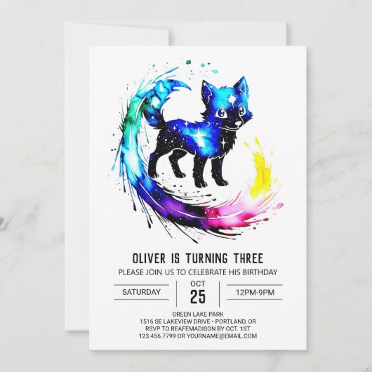 Invitation Editable Majestic Wolf Digital Boy Anniversaire (Devant)