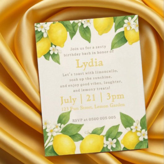 Invitation Editable Méditerranéen Limoncello Anniversaire