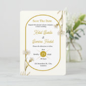 Invitation Editable Minimalist Gold Botanical Wedding Invite (Debout devant)