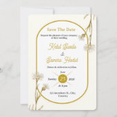Invitation Editable Minimalist Gold Botanical Wedding Invite (Devant)