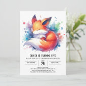 Invitation Editable Modern Fox Anniversaire (Debout devant)
