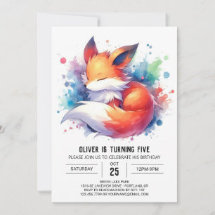 Invitation Editable Modern Fox Anniversaire