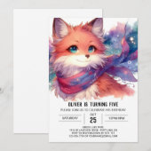 Invitation Editable Modern Fox Anniversaire (Devant / Derrière)