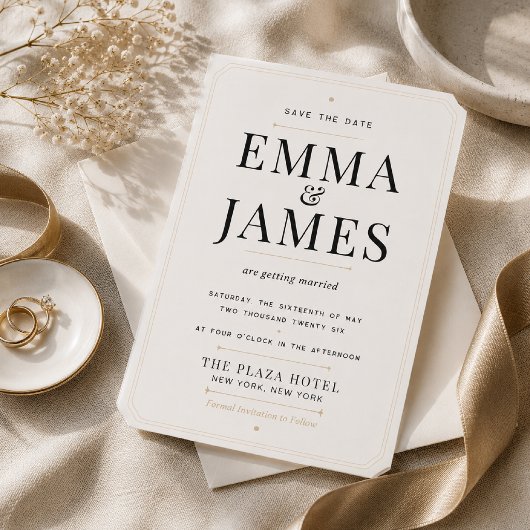 Invitation Éditable Moderne Serif Luxe Save The Date