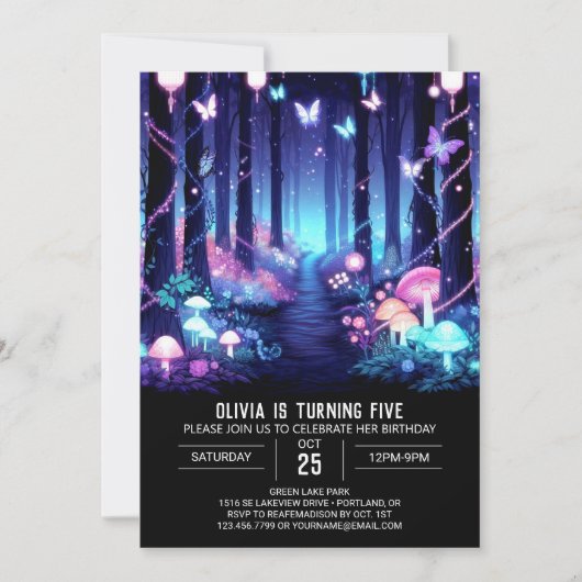 Invitation Editable Moderne Woodland Digital Anniversaire (Devant)