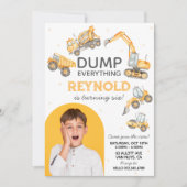 Invitation Editable Photo Dump Trucks Construction Birthday (Devant)