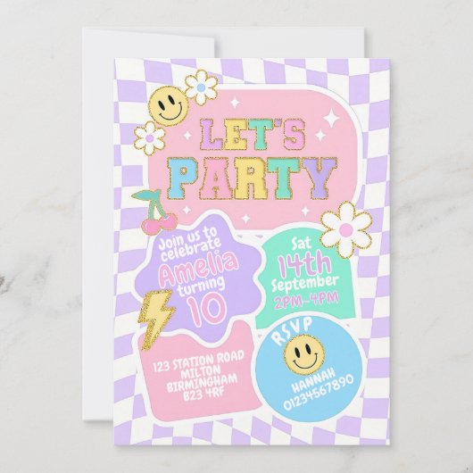 Invitation Éditable Pré-cuisiné Fêtez Visage Souriant Anniver (Devant)