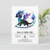 Invitation Editable Purple Dragon Digital Girl Anniversaire (Debout devant)