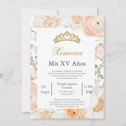 Invitation Editable Quinceañera (Devant)