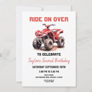 Invitation Editable Red ATV Wheeler Bike Anniversaire Invitat