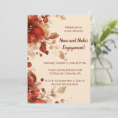 Invitation Editable Red Autumn Flowers Engagement (Debout devant)