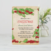 Invitation Editable Red Berries and Green Branches Christmas (Debout devant)