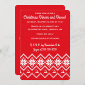Invitation Editable Red Christmas Sweater Pattern  (Devant / Derrière)