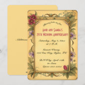 Invitation Editable Red Flowers and Green Vines (Devant / Derrière)