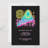 Invitation Editable Retro 80s Party Neon rose 60e anniversair (Dos)