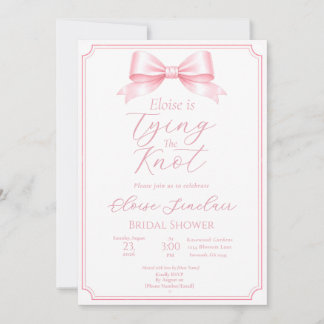 Invitation Éditable Rose Élégant Nœud Papillon Mariage Cérémo